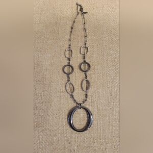 Elegant Black And Silver Tone Necklace